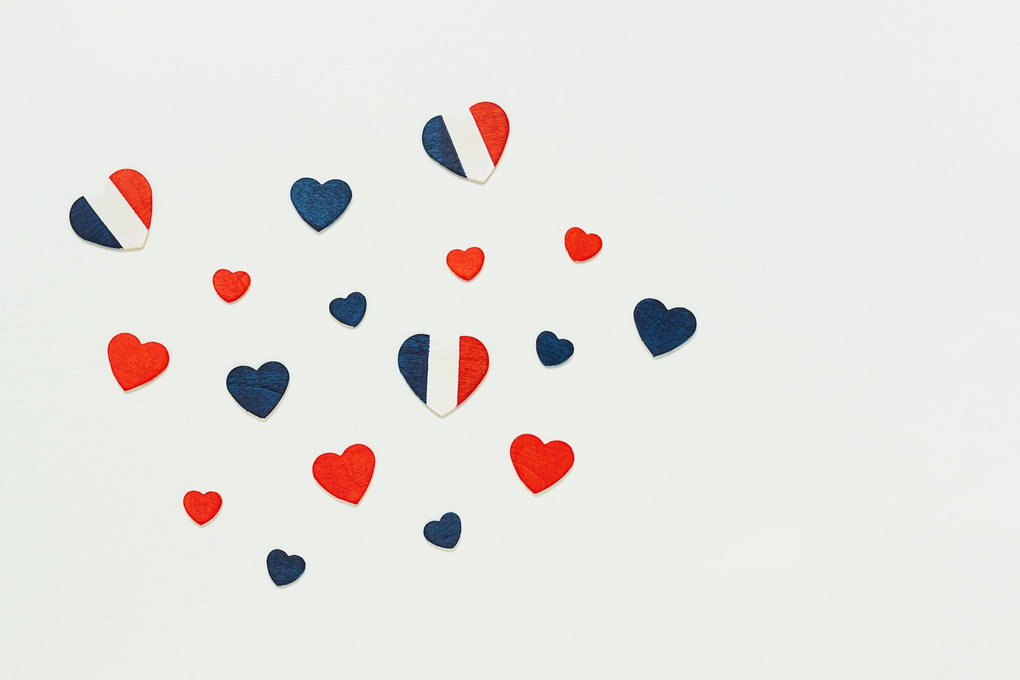 Hearts in the colors of the french flag