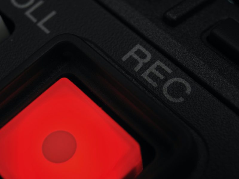 Macro shot of the "Record" button